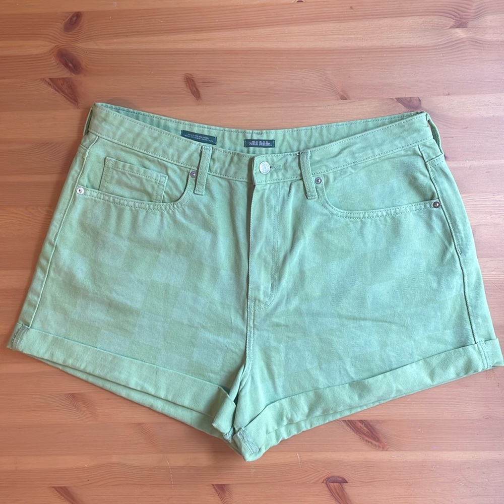 Wild Fable Checkered Green High Rise Mom Shorts